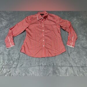 Foxcroft Red and Black Striped Dress Shirt-size 6